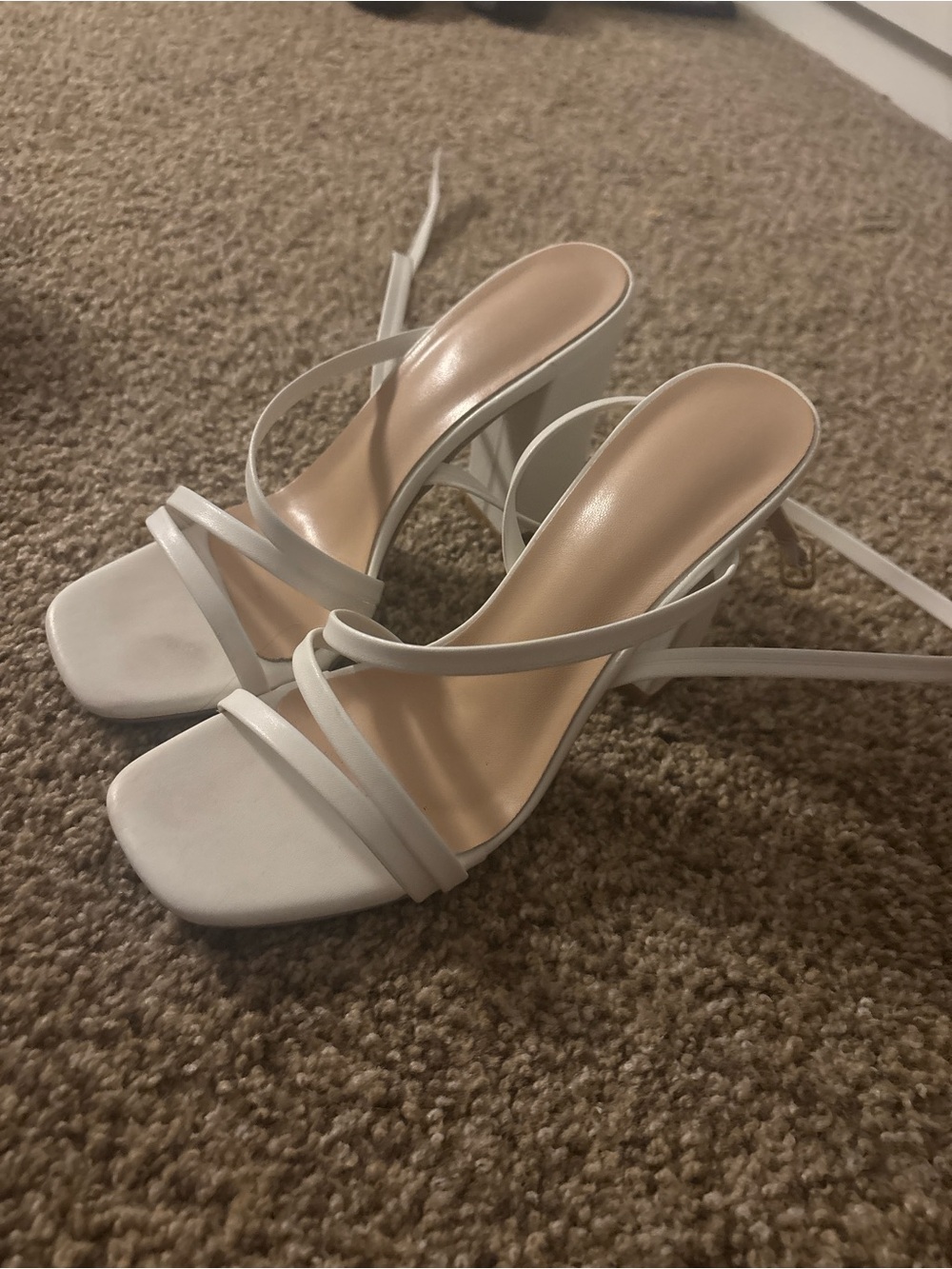 Princess Polly White Strappy Square-Toe Heeled Sandals